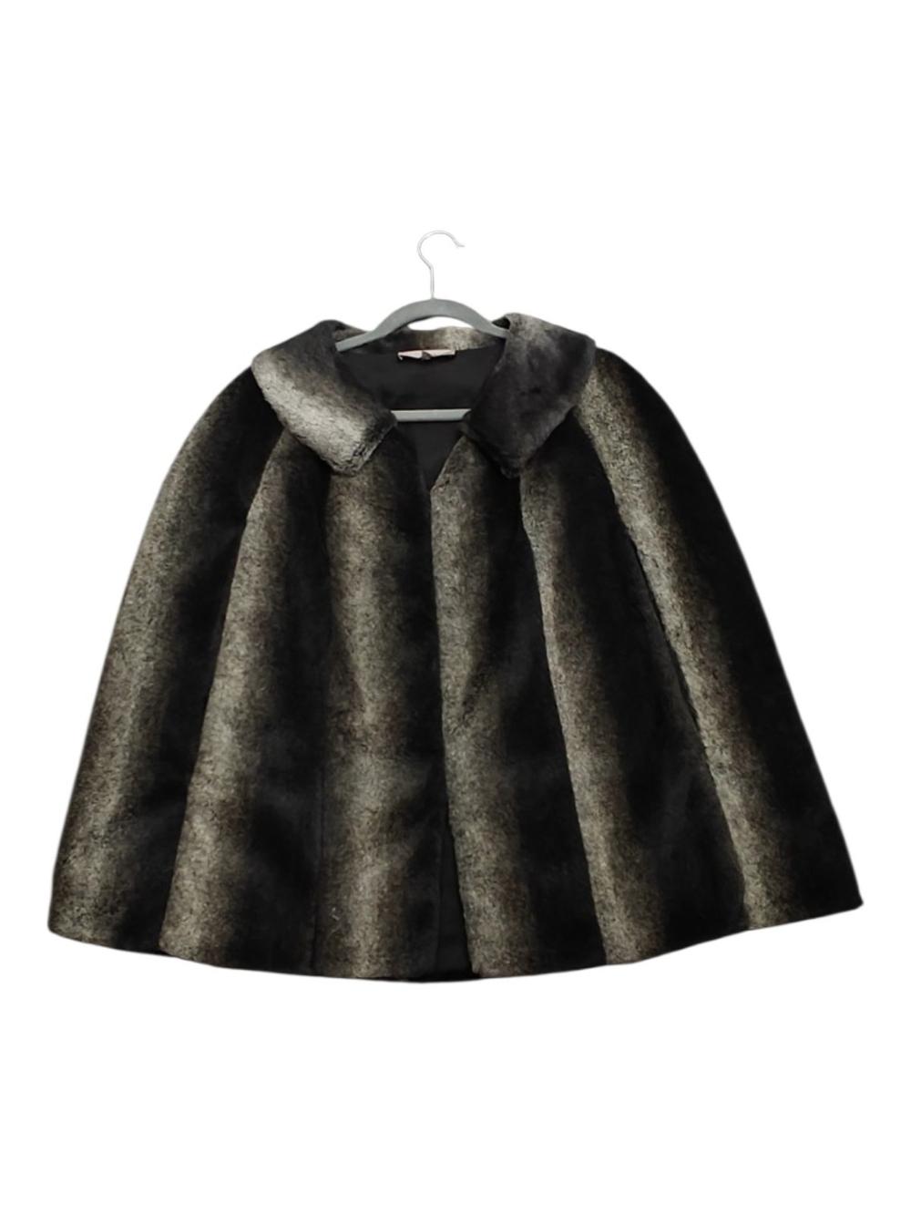 Plush Black Faux Fur Cape with Classic Collar